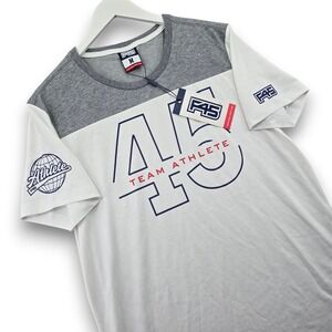 F45 Training Mens Team Athlete T-Shirt Size M White Gray Colorblock Graphic NWT